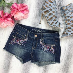 american eagle • embellished denim shorts
